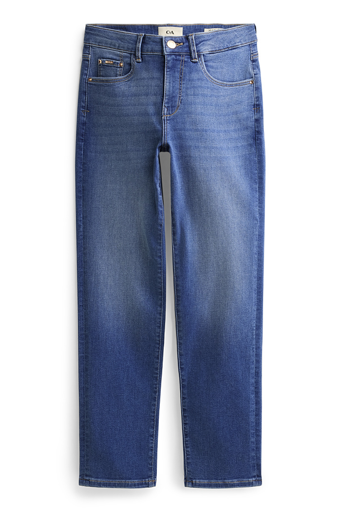 C&A Crop Slim Jeans-Mid Waist-LYCRA , Blau, Größe: 36
