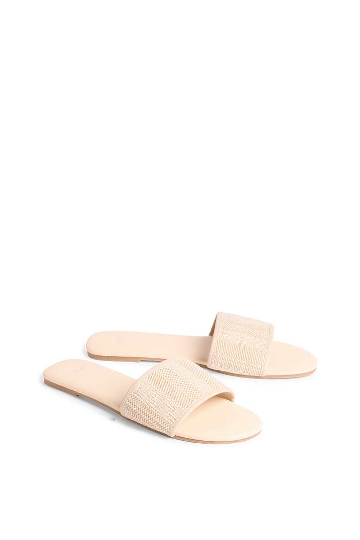 C&A Sandalen-Bast-Optik-Lederimitat, Beige, Größe: 39
