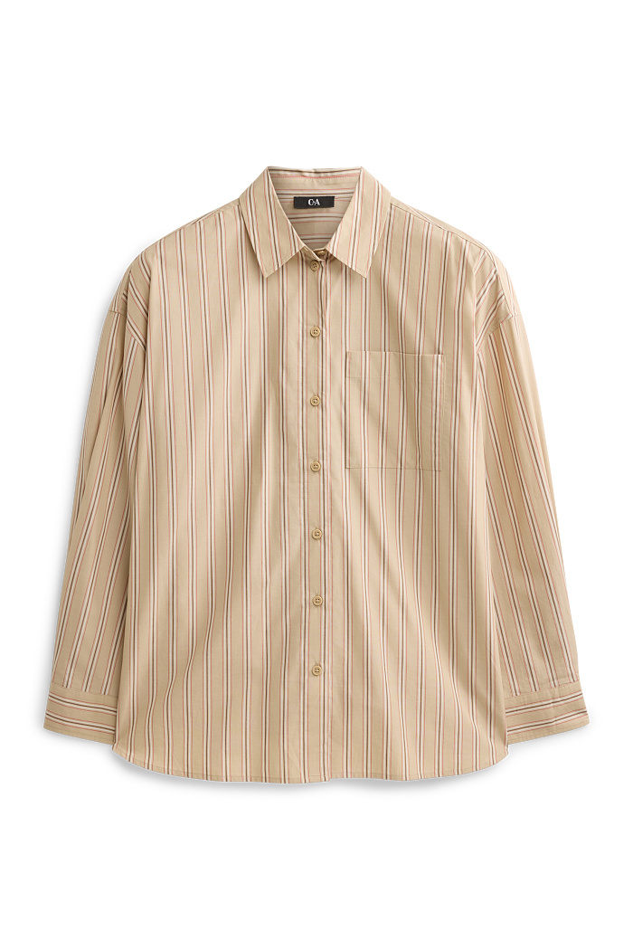 C&A Hemdbluse-gestreift, Beige, Größe: 42