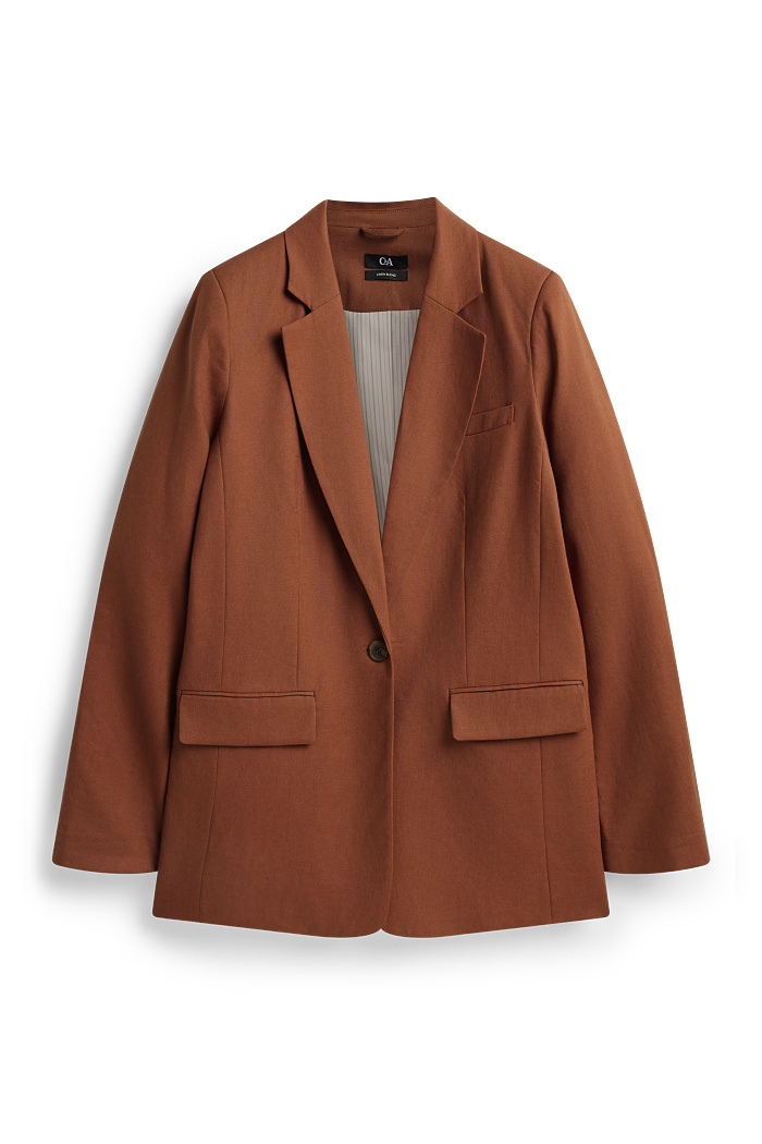 C&A Business-Blazer mit Leinen-Anteil-Regular Fit, Braun, Größe: 48