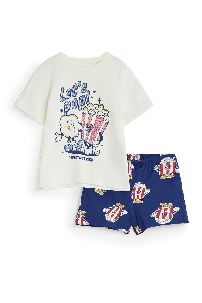 C&A Popcorn-Shorty-Pyjama-2 teilig, Grün, Größe: 104