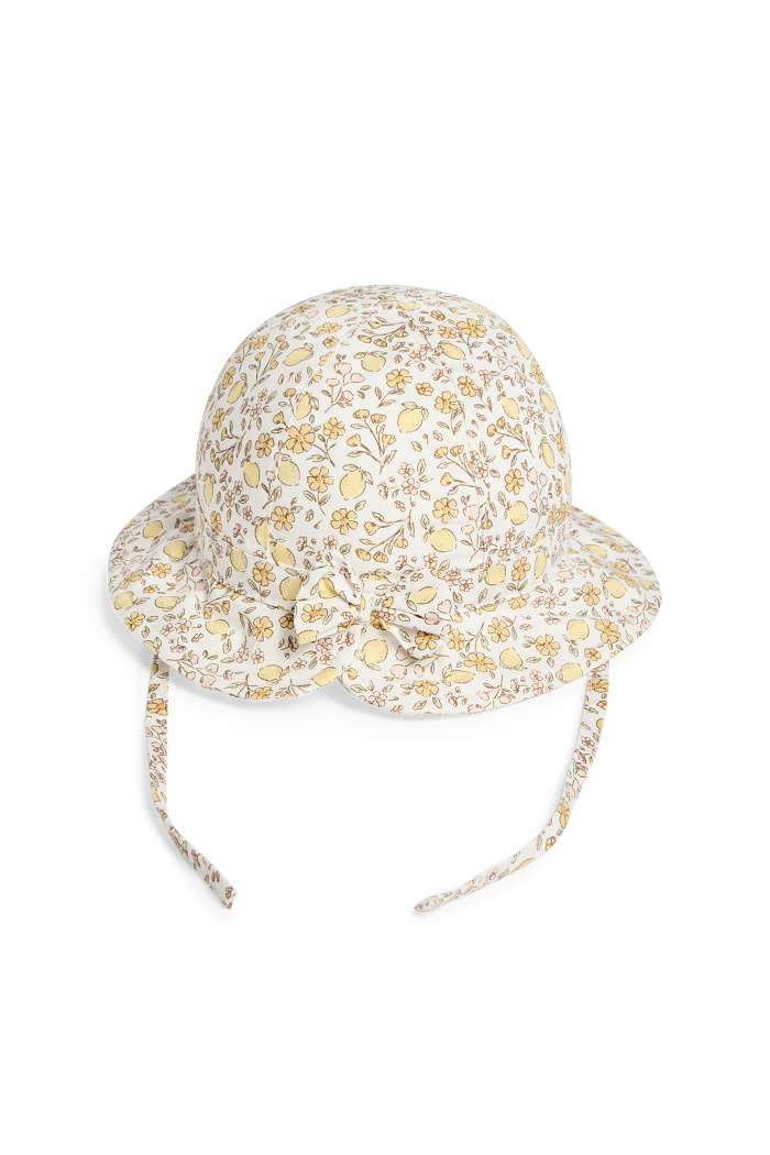 C&A Blümchen und Zitrone-Baby-Hut, Weiß, Größe: 44-45