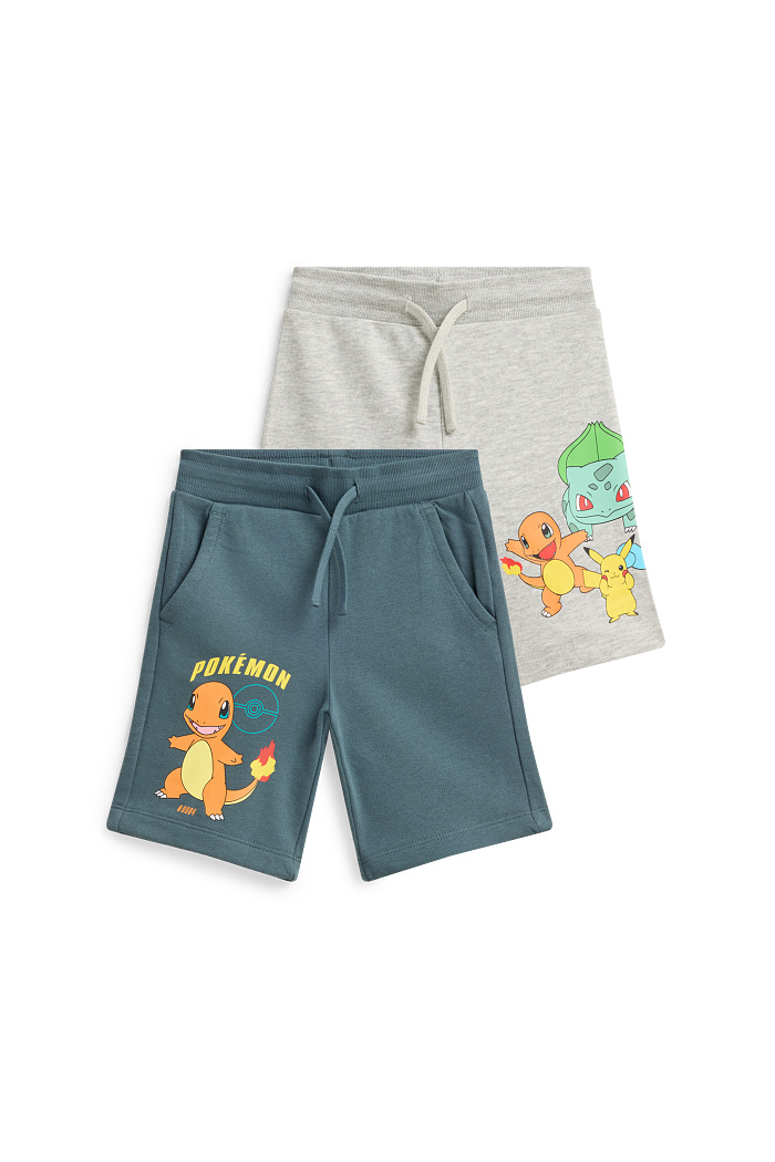 C&A Multipack 2er-Pokémon-Sweatshorts, Grau, Größe: 104