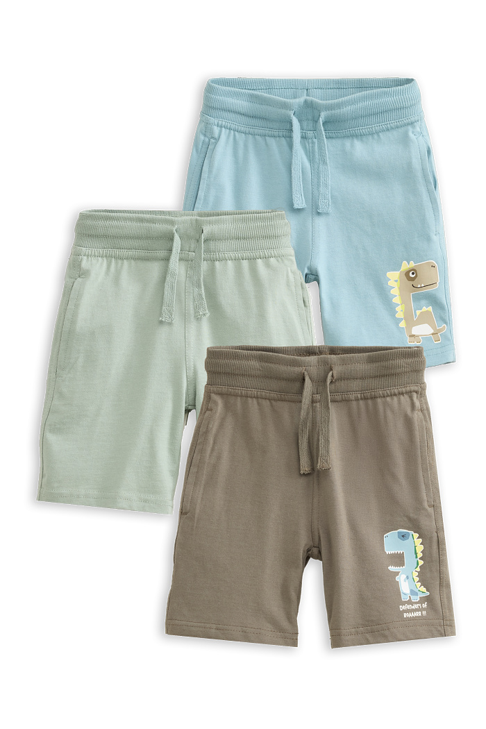 C&A Multipack 3er-Dino-Sweatshorts, Braun, Größe: 116
