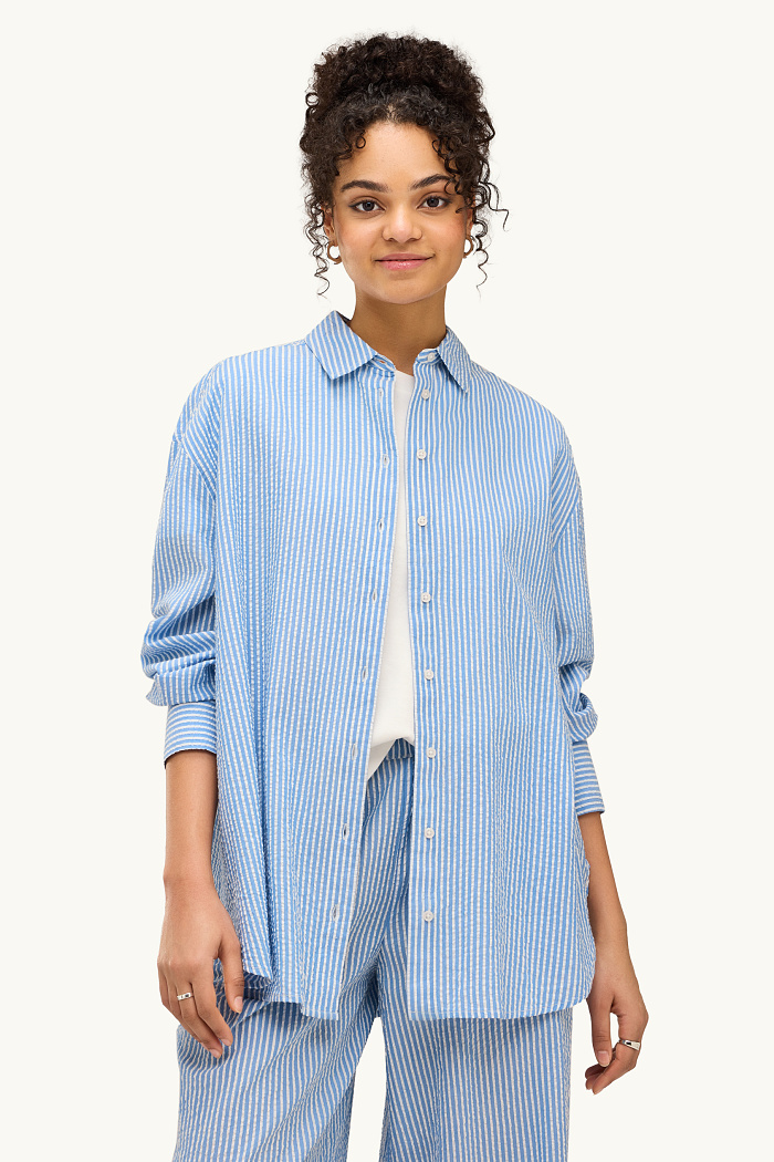 C&A Hemdbluse-gestreift, Blau, Größe: XS