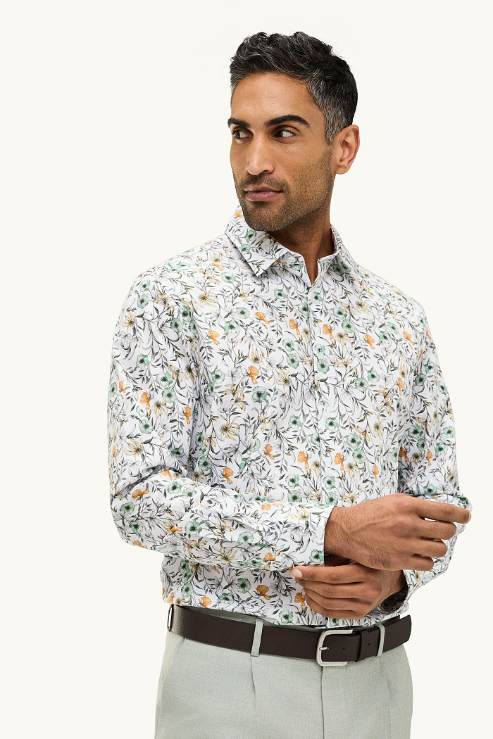C&A Hemd-Regular Fit-Kent-gemustert, Weiß, Größe: 2XL