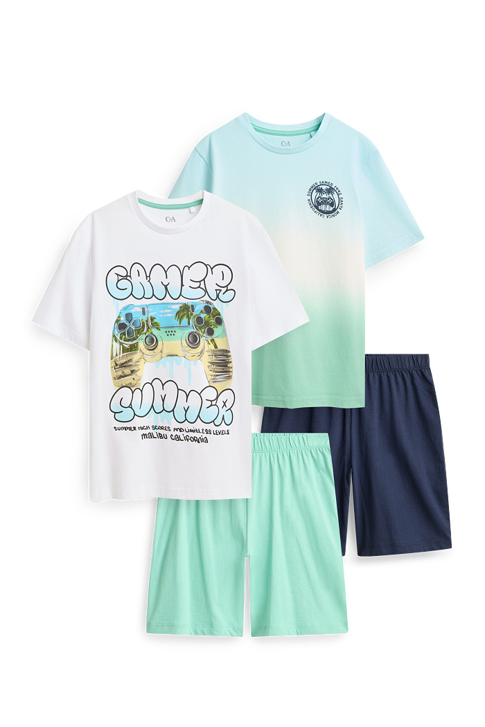 C&A Multipack 2er-Gaming-Controller-Shorty Pyjama-4 teilig, Weiß, Größe: 128