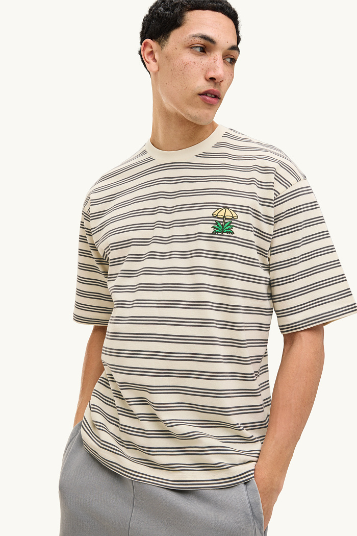 C&A T-Shirt-Oversized-gestreift, Beige, Größe: XL