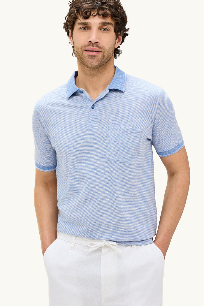 C&A Poloshirt-Regular Fit-gestreift-strukturiert, Blau, Größe: 2XL