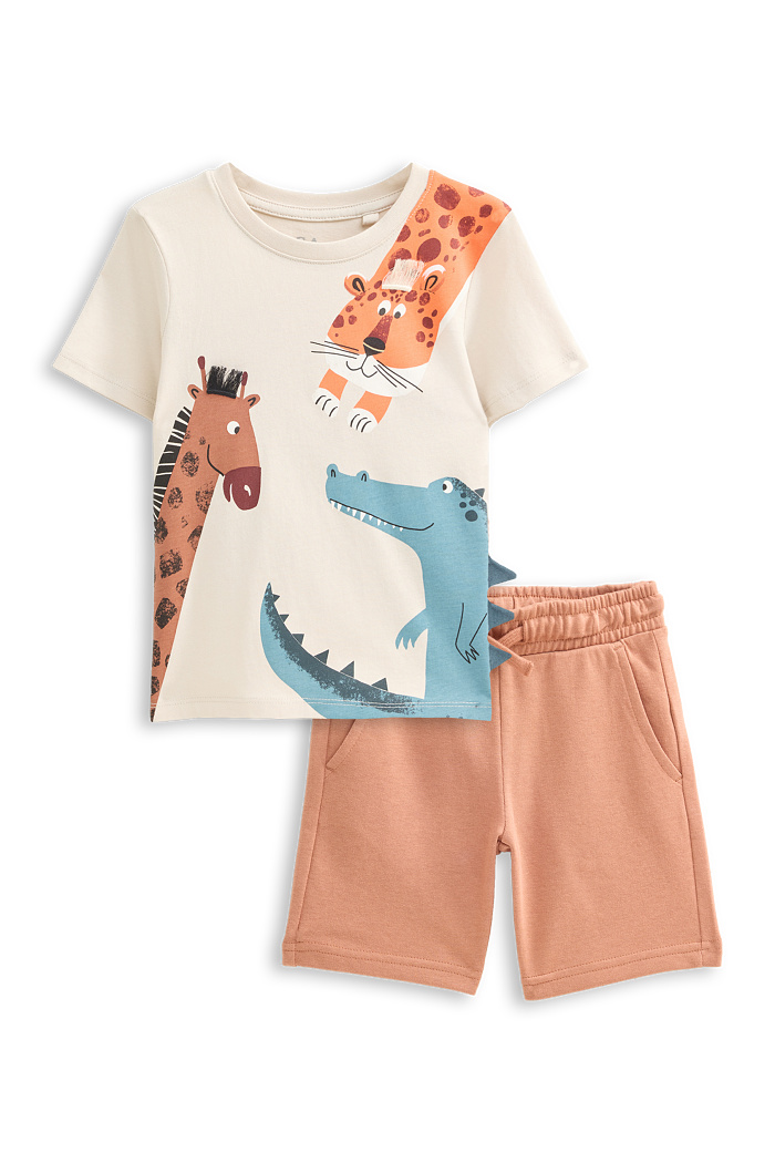C&A Safari-Set-Kurzarmshirt und Shorts-2 teilig, Orange, Größe: 98