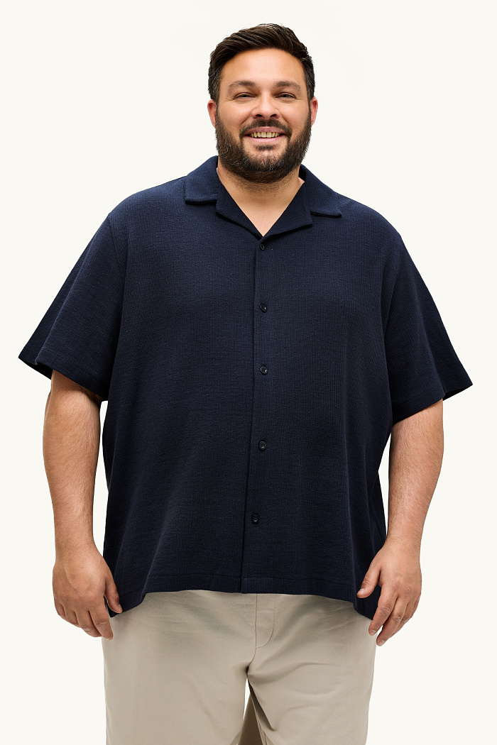 C&A Hemd-Regular Fit-Reverskragen-strukturiert, Blau, Größe: 3XL
