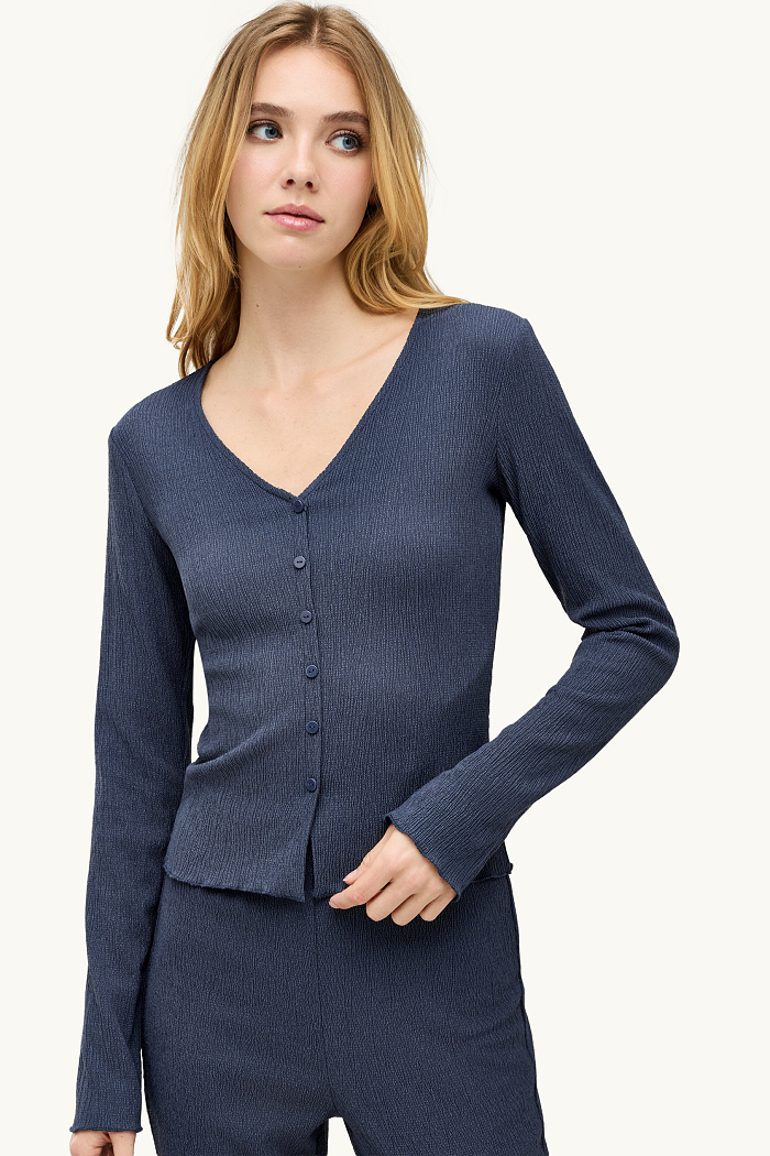 C&A Langarmshirt-Regular Fit, Blau, Größe: XS