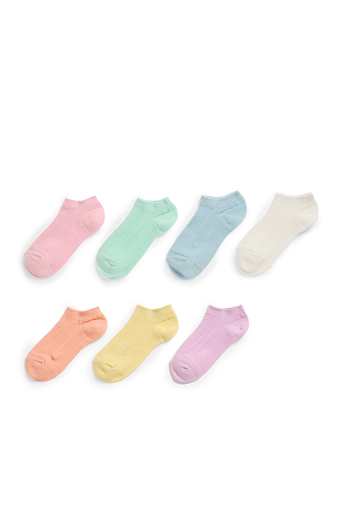 C&A Multipack 7er-Sneakersocken-gerippt, Orange, Größe: 37-39