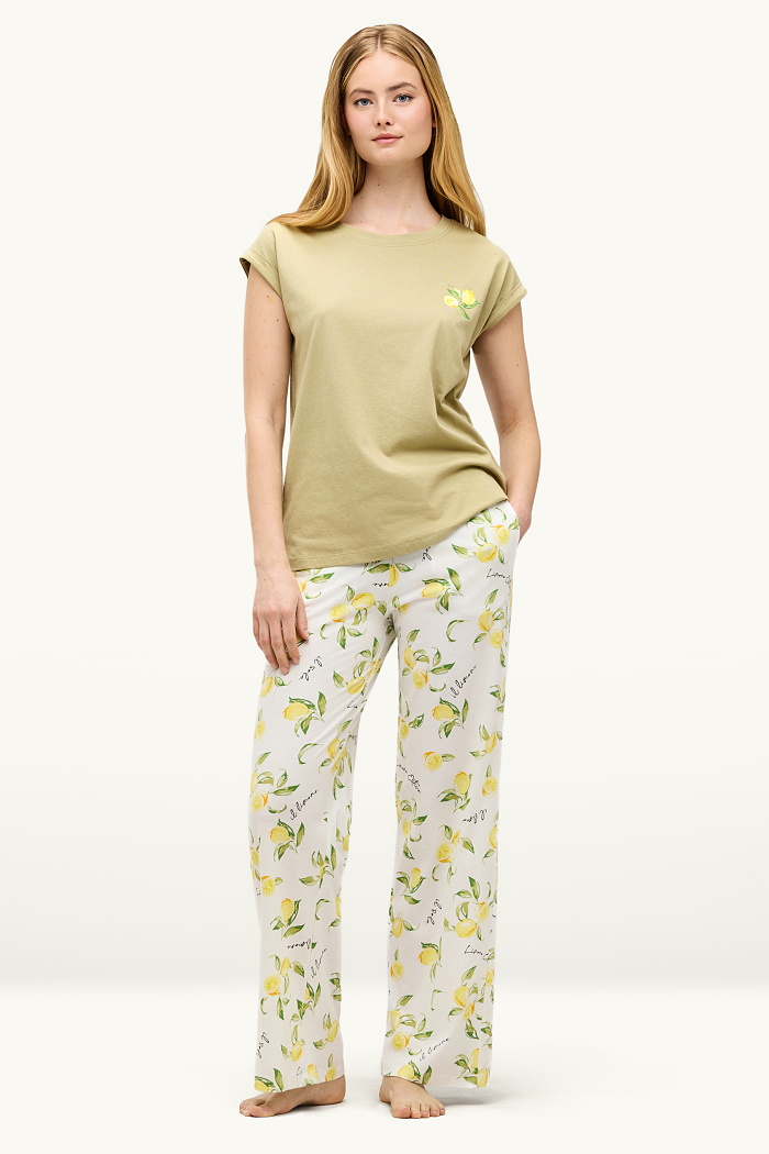 C&A Pyjama-gemustert, Gelb, Größe: M