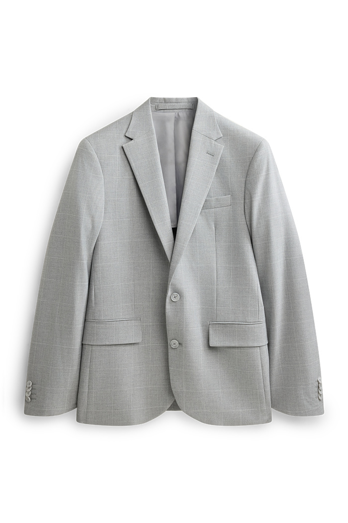 C&A Sakko-Slim Fit-kariert, Grau, Größe: 48