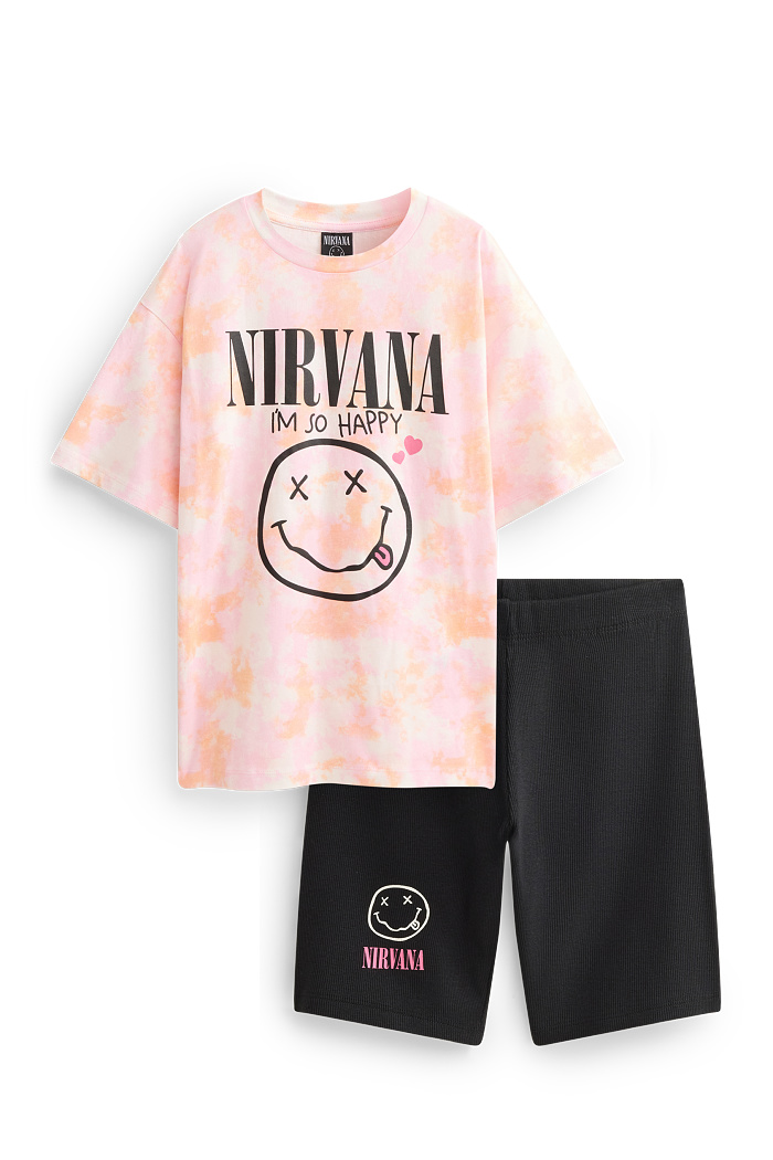 C&A Nirvana-Set-Kurzarmshirt und Shorts-2 teilig, Rosa, Größe: 164