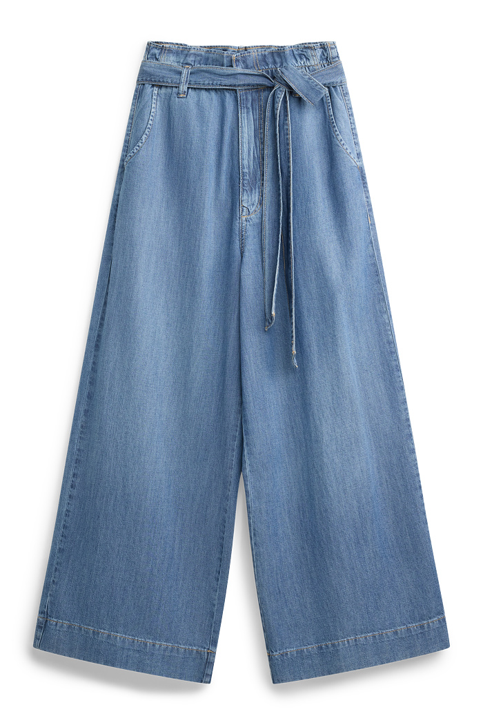 C&A Crop Paperbag Jeans-High Waist-Wide Leg, Blau, Größe: 44