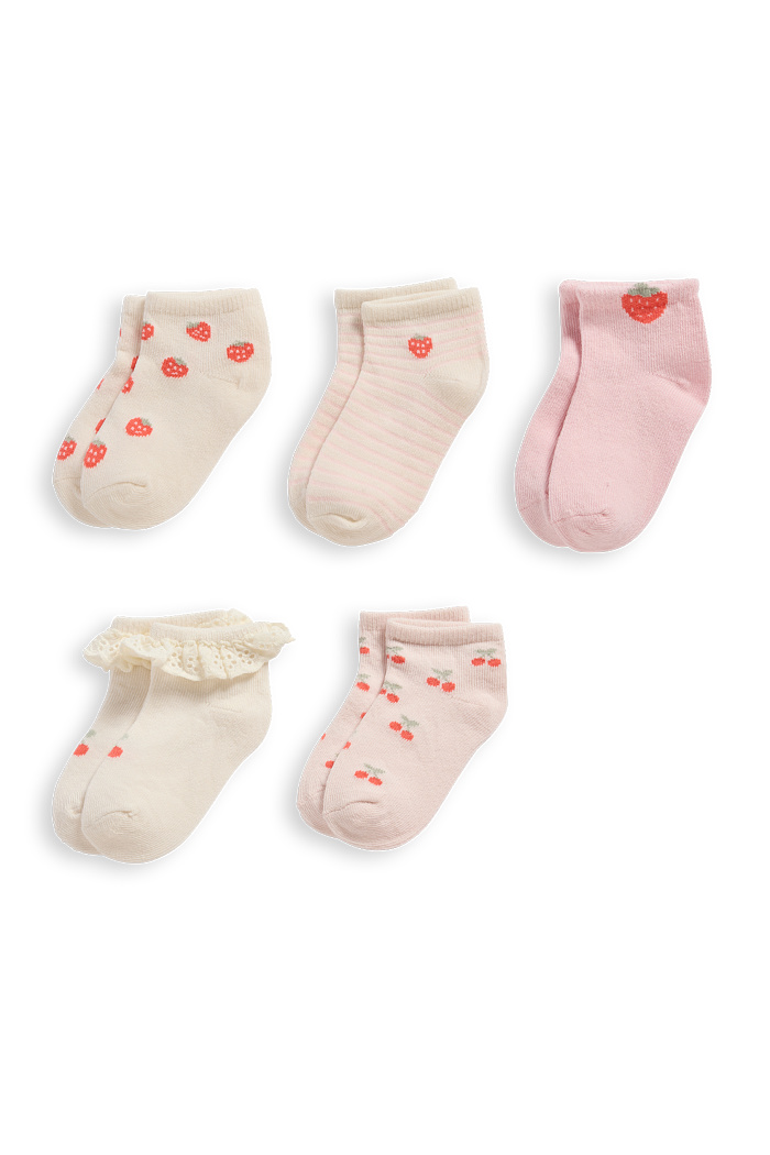 C&A Multipack 5er-Kirsche, Erdbeere-Baby-Socken mit Motiv, Weiß, Größe: 15-17