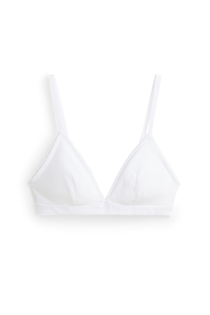 C&A Pointelle-Bralette-unwattiert, Weiß, Größe: M