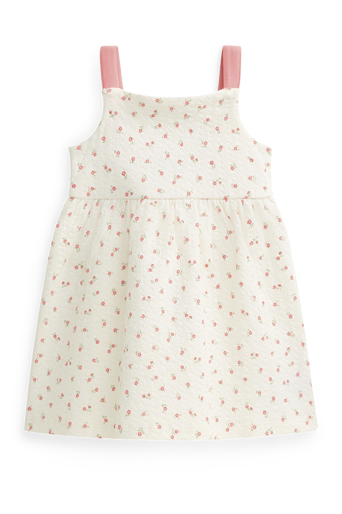 C&A Blümchen-Baby-Kleid-strukturiert, Weiß, Größe: 80