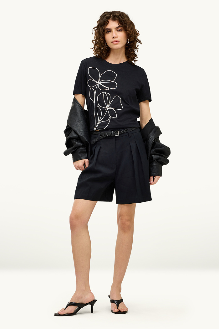 C&A Bermudas mit Gürtel-High Waist, Schwarz, Größe: 38