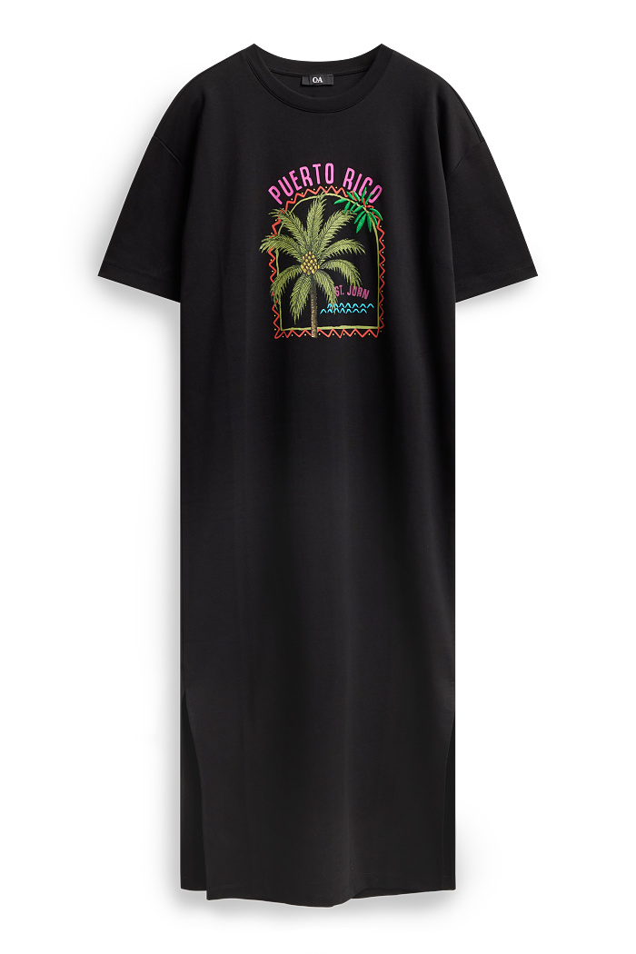 C&A T-Shirt-Kleid, Schwarz, Größe: XL