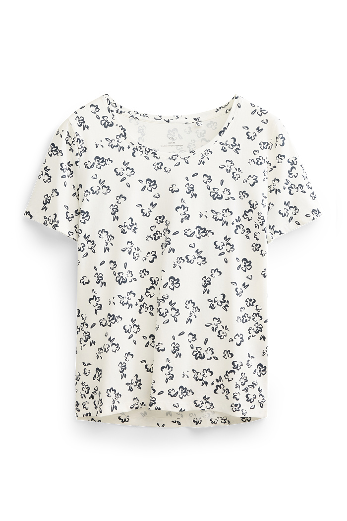 C&A T-Shirt-Slim Fit-geblümt, Weiß, Größe: XL