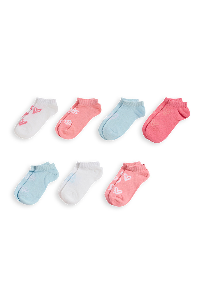 C&A Multipack 7er-Herz und Blume-Sneakersocken, Pink, Größe: 31-33