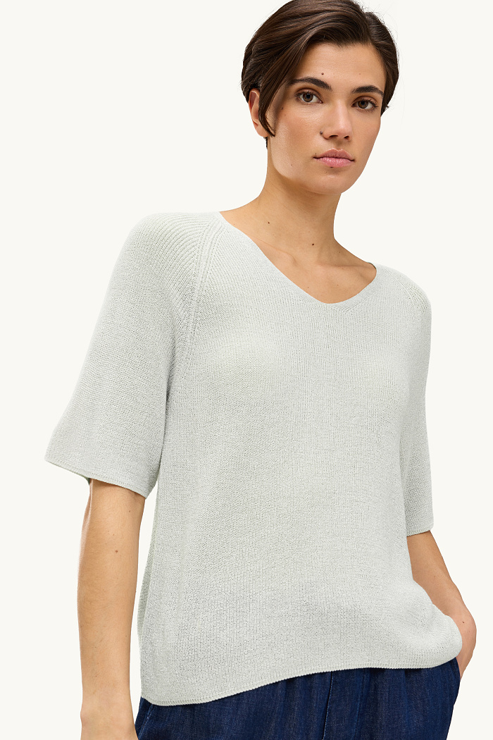 C&A Strickpullover-kurzarm-Glanz-Effekt, Metallisch, Größe: L