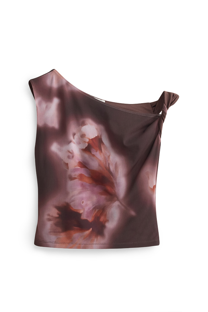 C&A Top-Mesh-geblümt, Braun, Größe: XS
