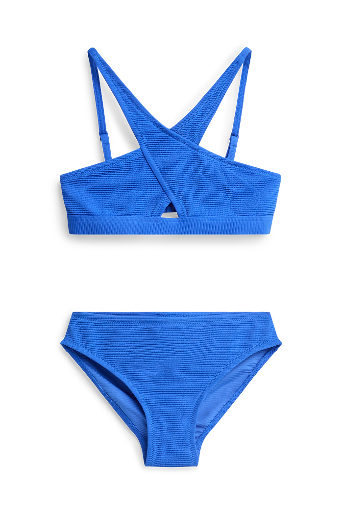 C&A Bikini-gerippt-LYCRA XTRA LIFE -2 teilig, Blau, Größe: 158-164