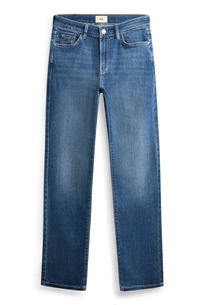 C&A Straight Jeans-Mid Waist-LYCRA , Blau, Größe: 42