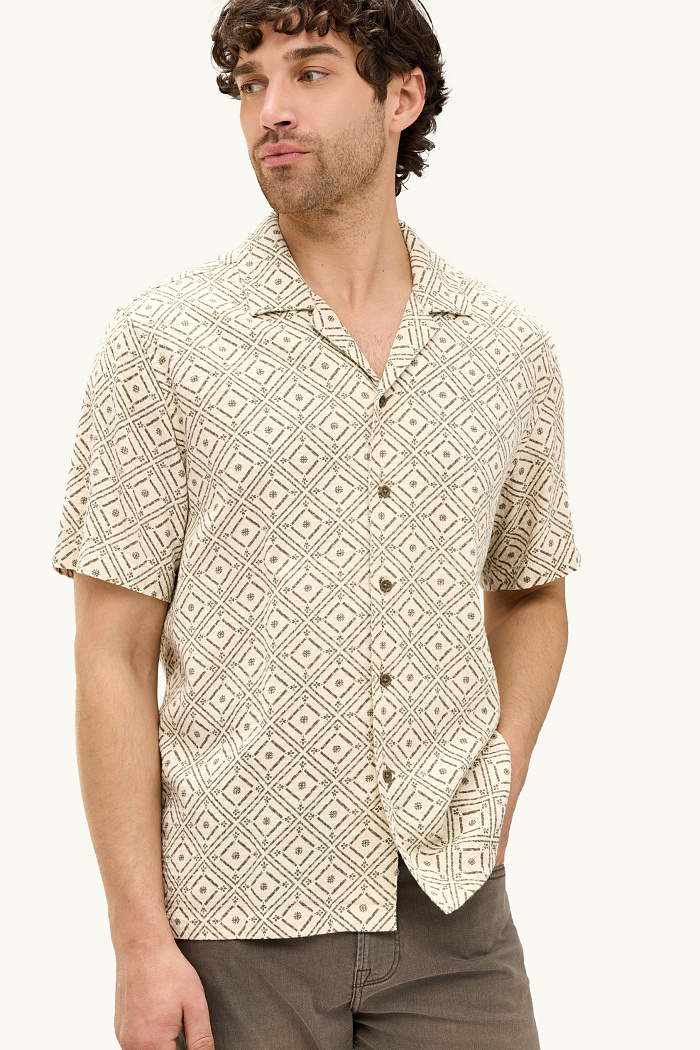 C&A Hemd-Regular Fit-Reverskragen-gemustert, Beige, Größe: XL