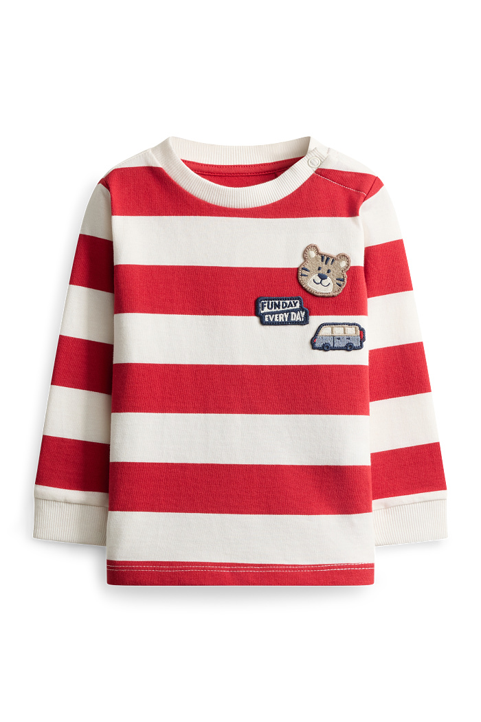 C&A Tiger und Van-Baby-Langarmshirt-gestreift, Weiß, Größe: 62