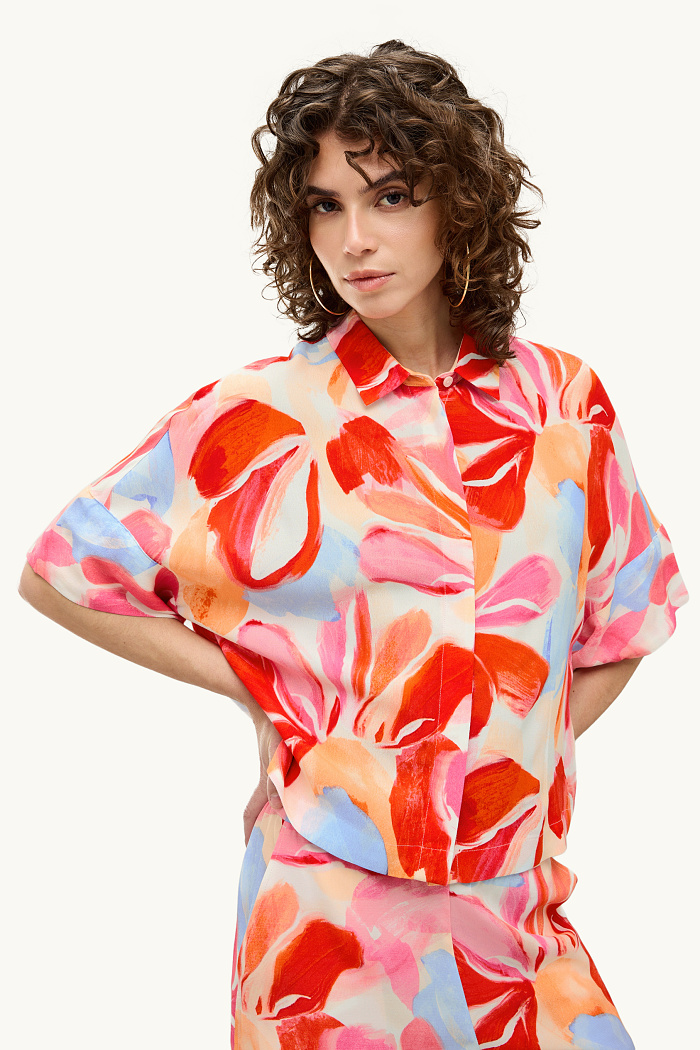 C&A Bluse-geblümt, Rot, Größe: 36