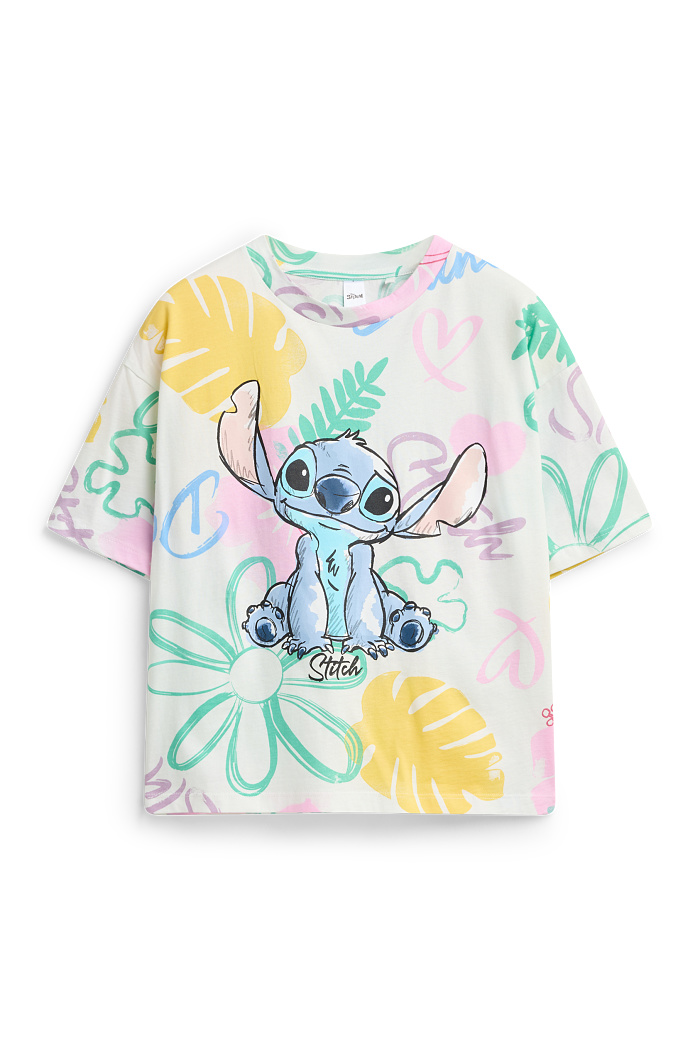 C&A Lilo & Stitch-Kurzarmshirt-gemustert, Weiß, Größe: 146