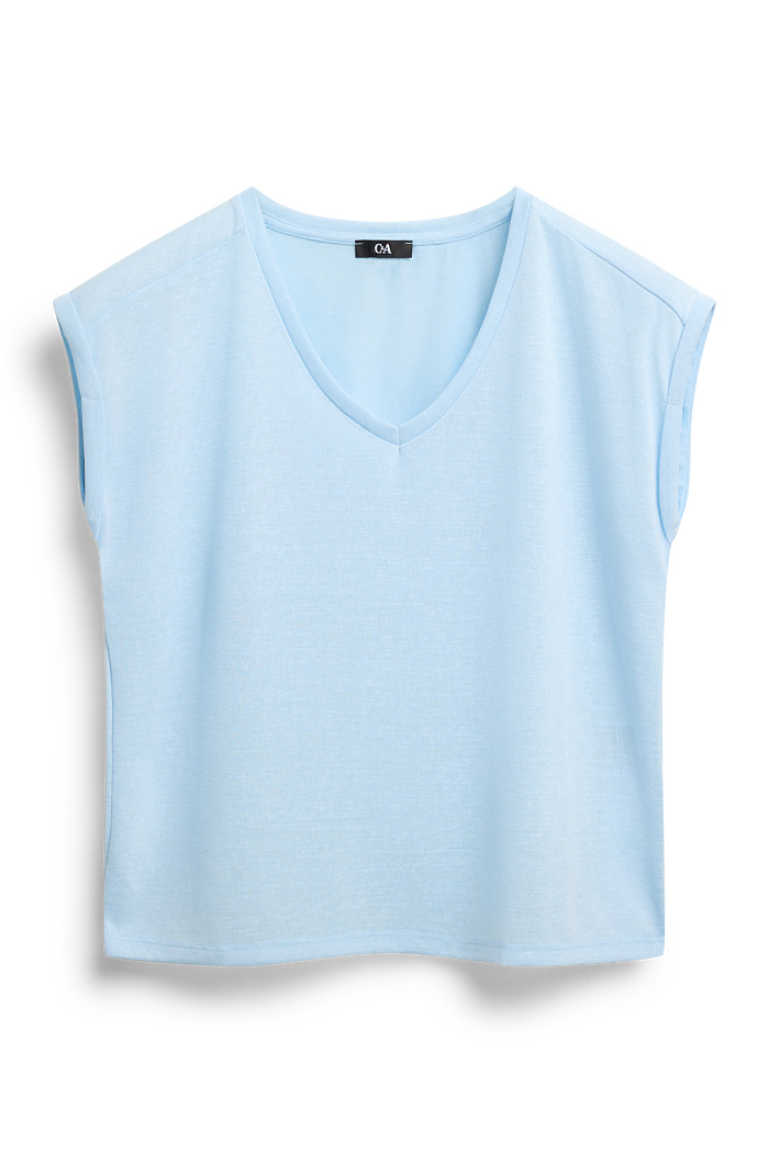 C&A T-Shirt mit V-Ausschnitt-Relaxed Fit, Blau, Größe: 2XL