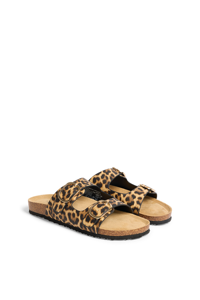 C&A Sandalen-Lederimitat-Leo-Print, Braun, Größe: 41