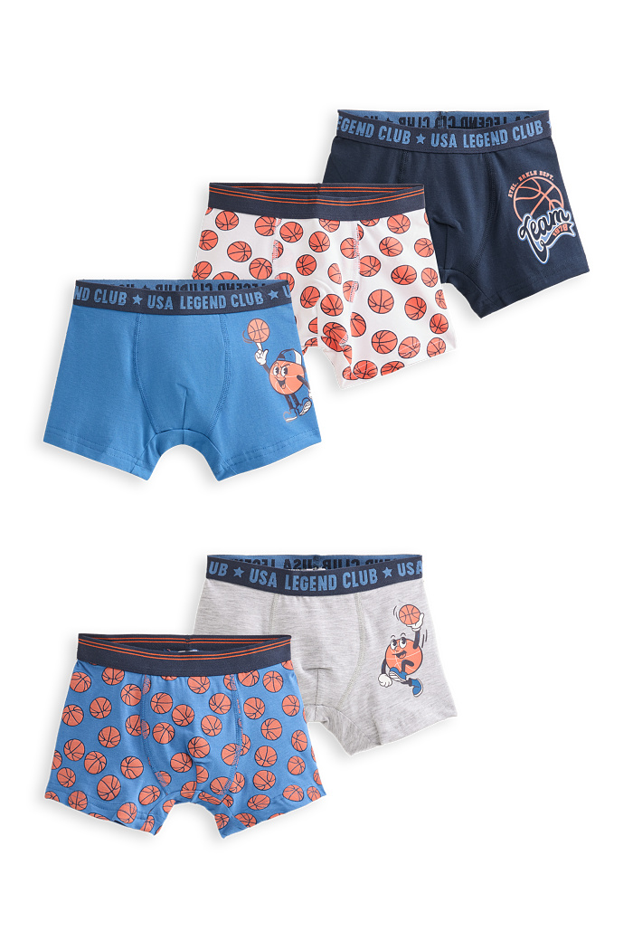 C&A Multipack 5er-Basketball-Boxershorts, Blau, Größe: 98-104