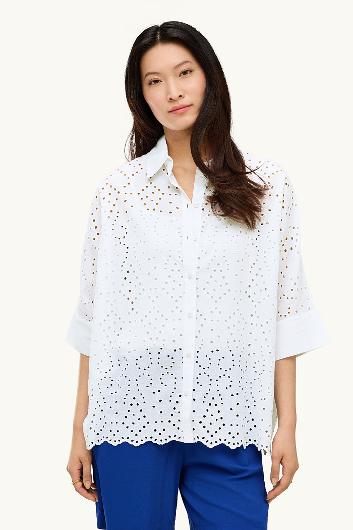 C&A Bluse-Broderie Anglaise, Weiß, Größe: L-XL