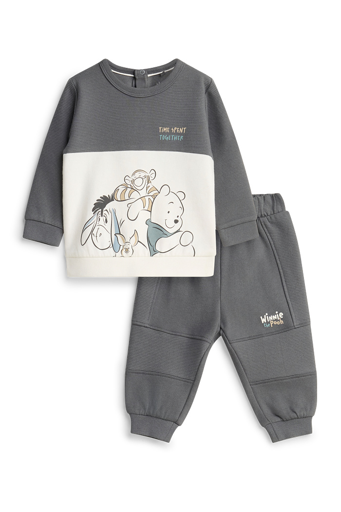 C&A Winnie Puuh-Baby-Outfit-gerippt-2 teilig, Grau, Größe: 62