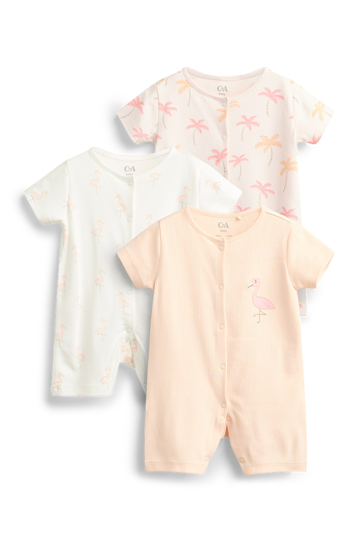 C&A Multipack 3er-Flamingo und Palme-Baby-Schlafanzug, Rosa, Größe: 86