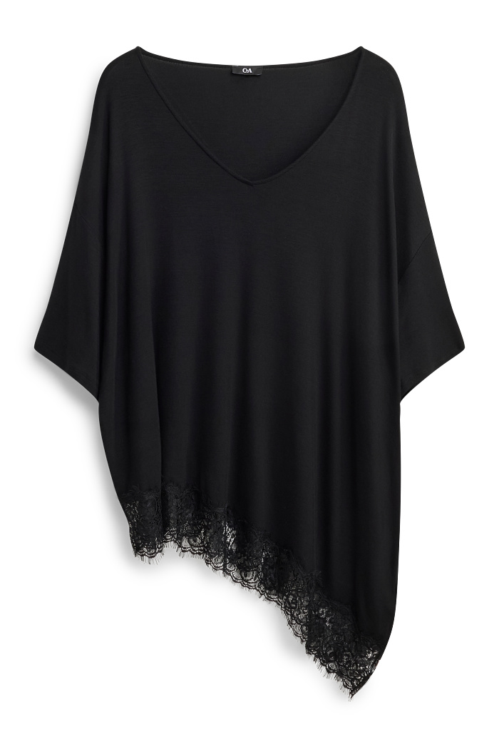 C&A T-Shirt mit V-Ausschnitt-Curvy Fit, Schwarz, Größe: 3XL