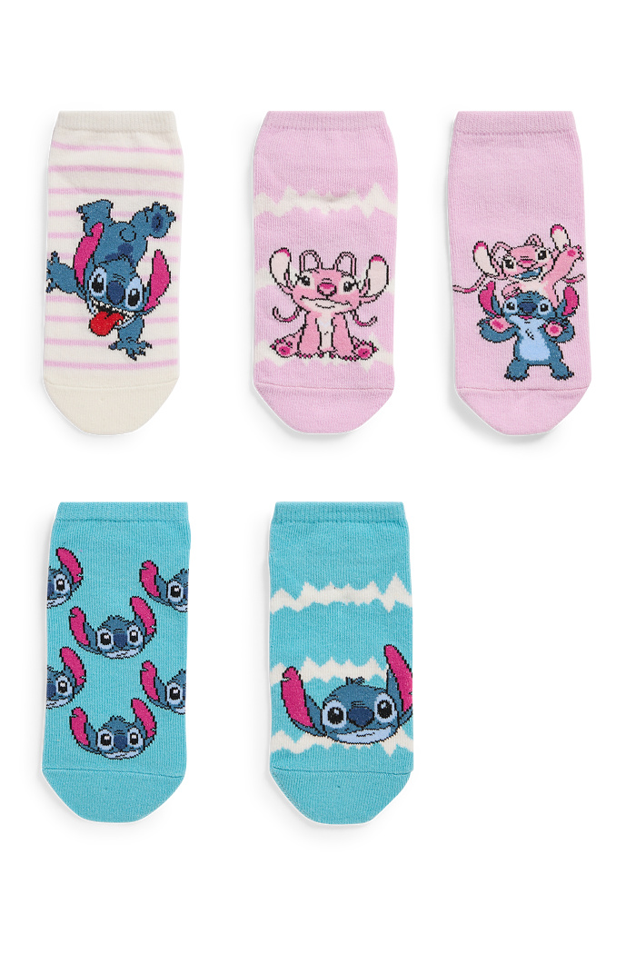 C&A Multipack 5er-Lilo & Stitch-Sneakersocken mit Motiv, Rosa, Größe: 31-33