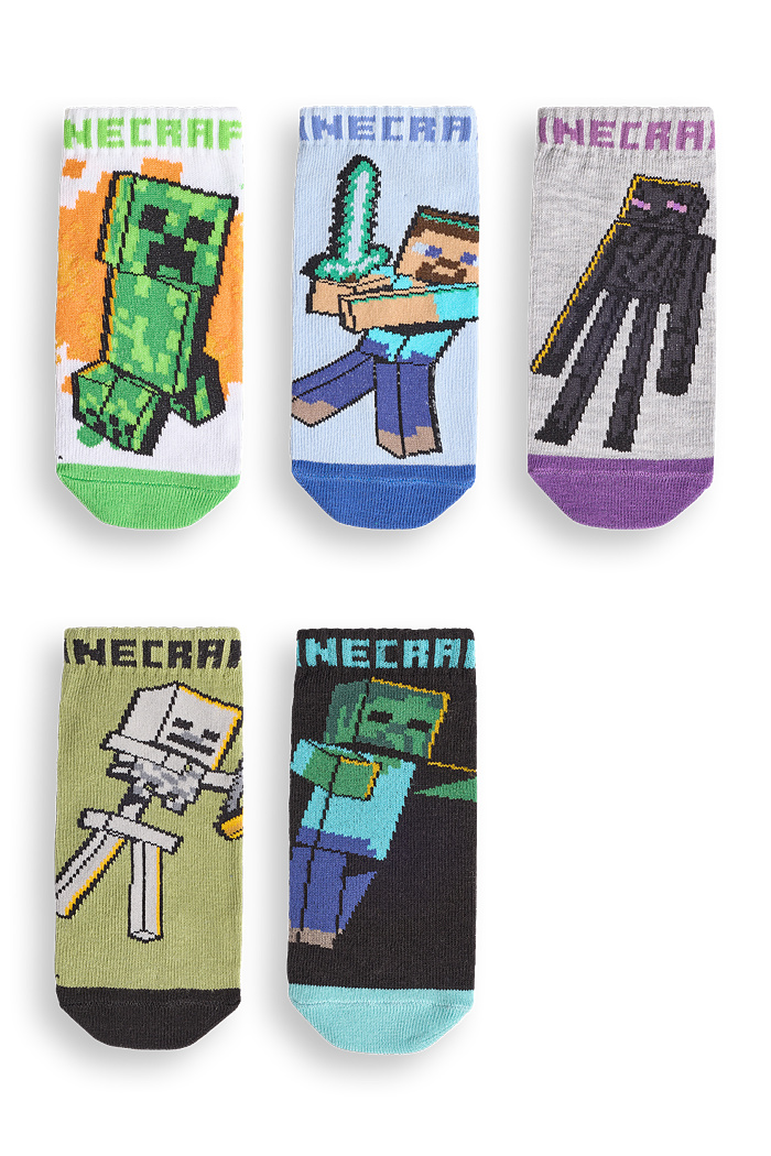 C&A Multipack 5er-Minecraft-Socken mit Motiv, Blau, Größe: 27-30