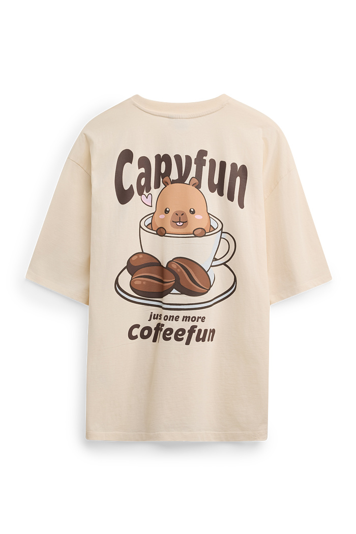 C&A T-Shirt-Oversized-CapyFun, Beige, Größe: XL