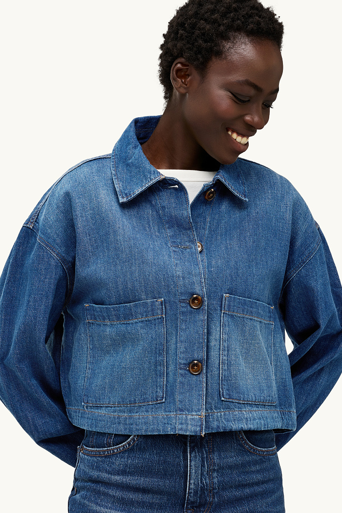 C&A Crop Jeansjacke, Blau, Größe: XL