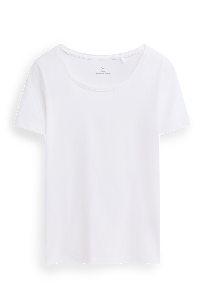 C&A T-Shirt-Slim Fit, Weiß, Größe: L