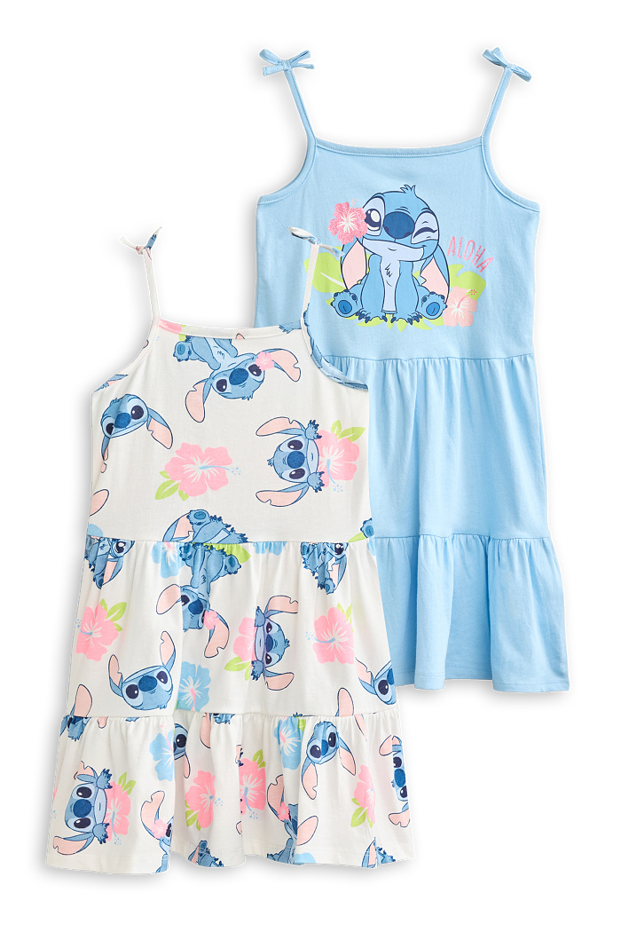 C&A Multipack 2er-Lilo & Stitch-Kleid, Weiß, Größe: 122