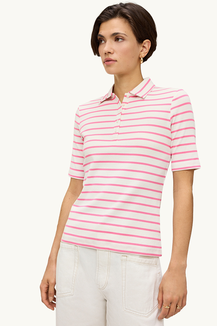 C&A Poloshirt-Regular Fit-gerippt-gestreift, Weiß, Größe: 2XL